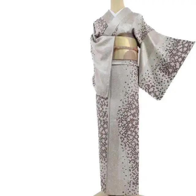 Y-263◇新品 正絹『ローズグレイ×四角』仕付け糸付 手縫い 付