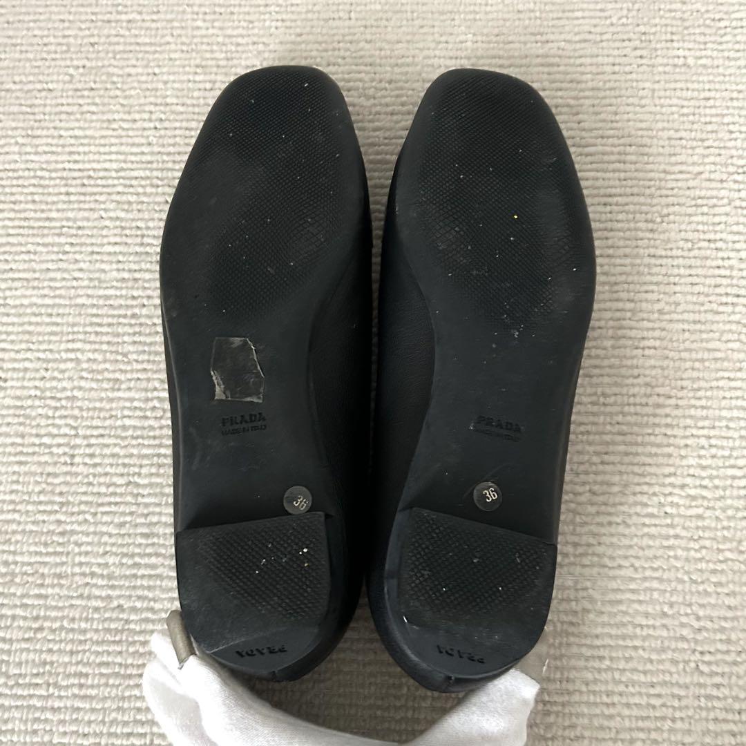 PRADA プラダ フラットシューズ ローファー レザー 黒 23cm