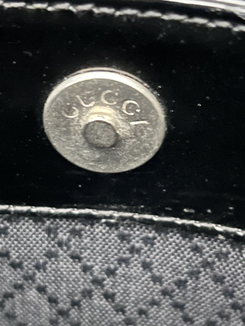 GUCCI グッチ　ビンテージ　エナメルショルダーバッグ　ブラック　big