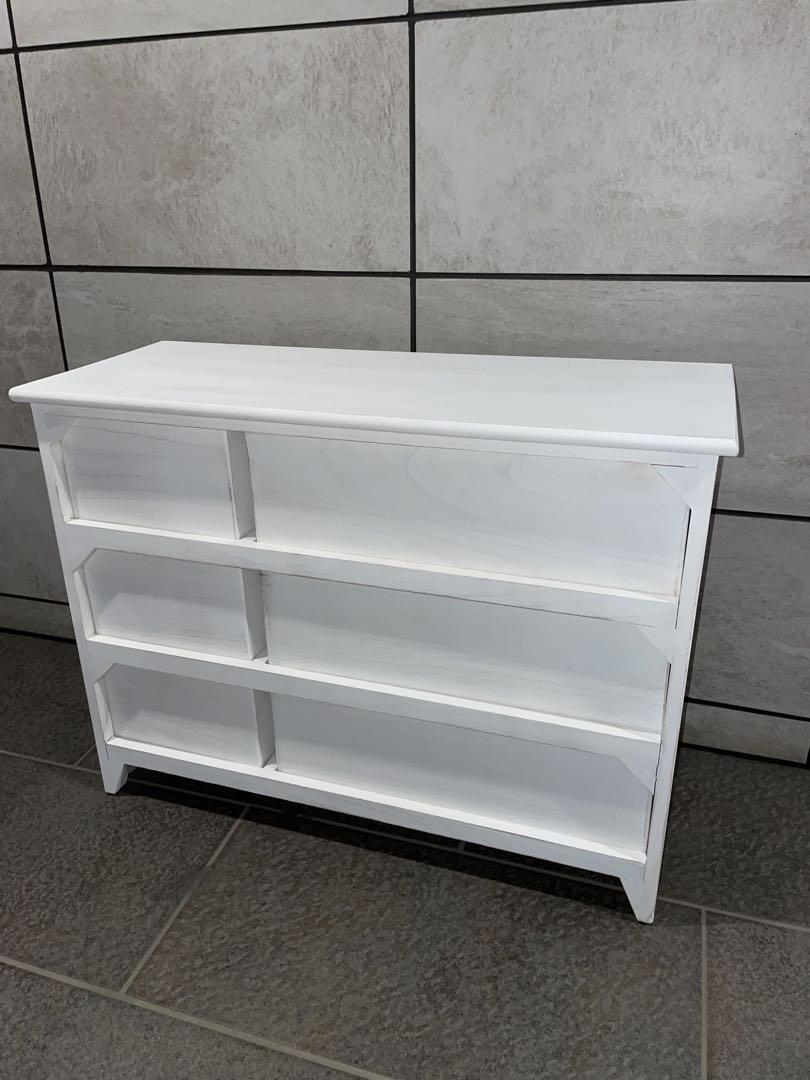 【あられ】ローチェスト 白 完成品 アンティークホワイト