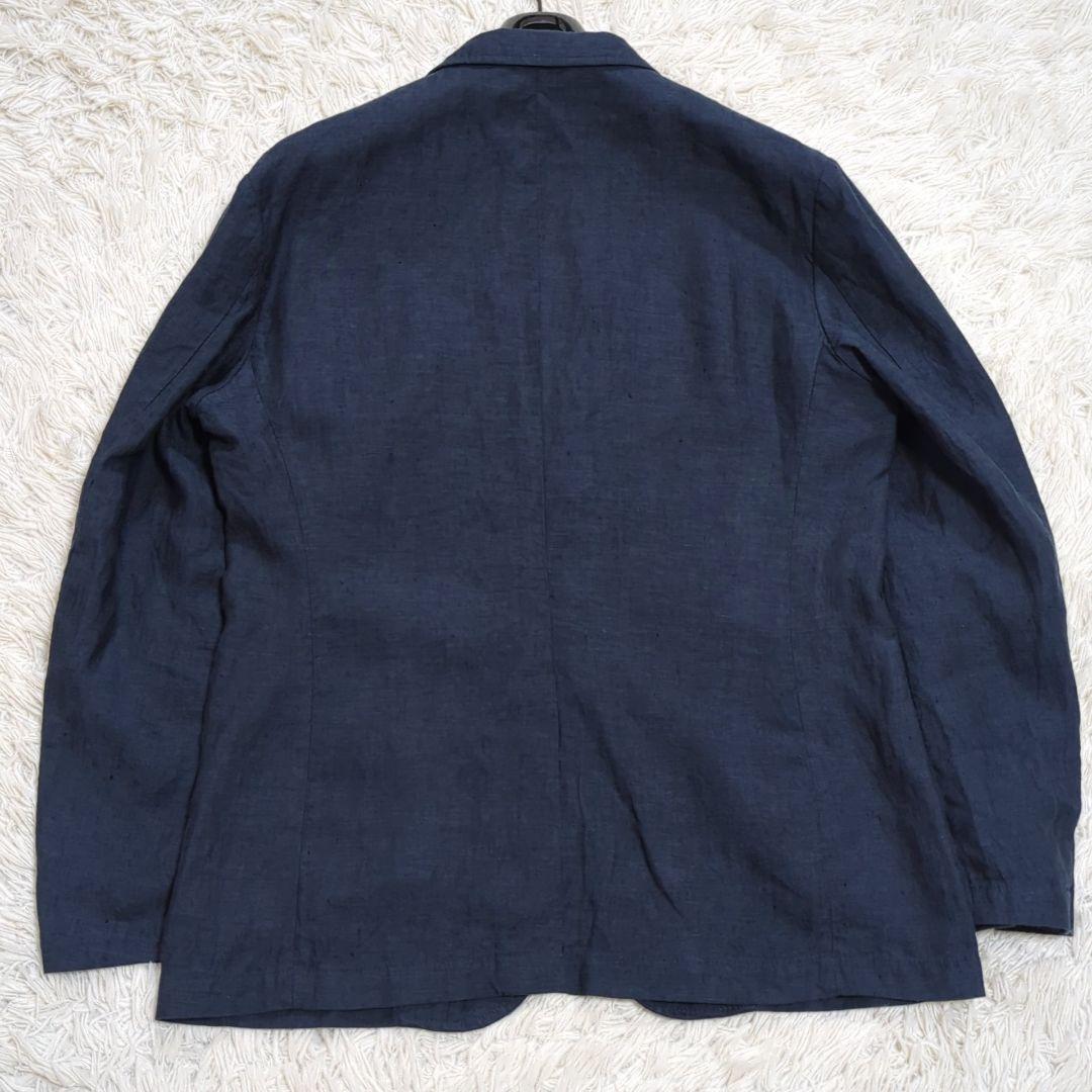 極美品 無印良品 MUJI リネン洗いざらしジャケット ネイビー M