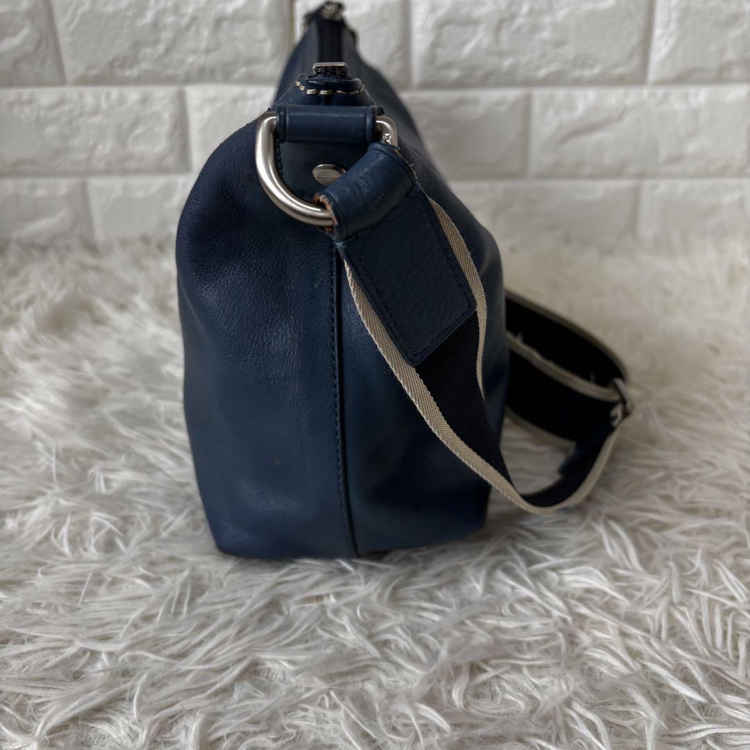 COACH✨オールレザーショルダーバッグ　レア色　ヘリテージストライプ70559