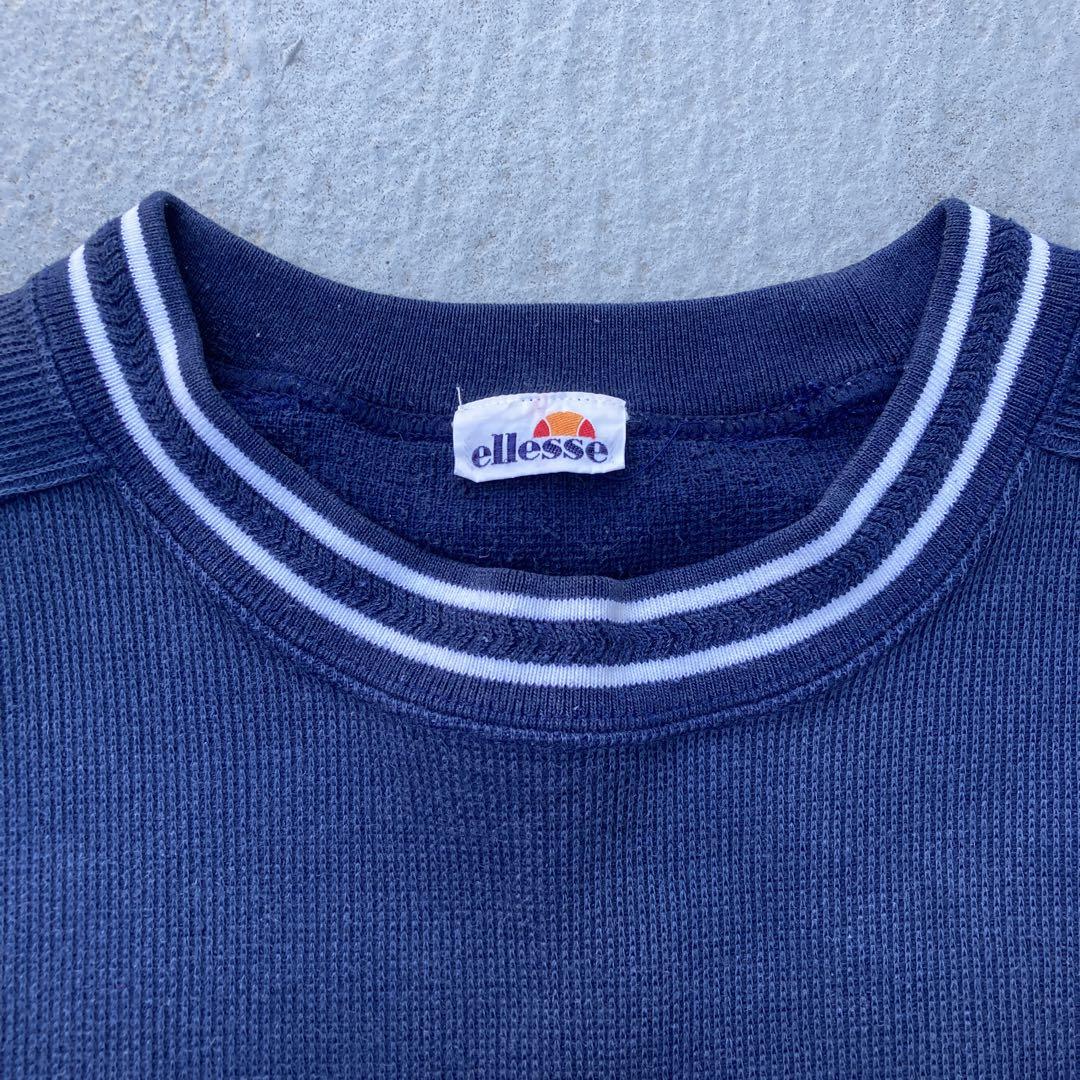 ellesse スウェット トレーナー ロゴ刺繍　レトロ　ネイビー　古着