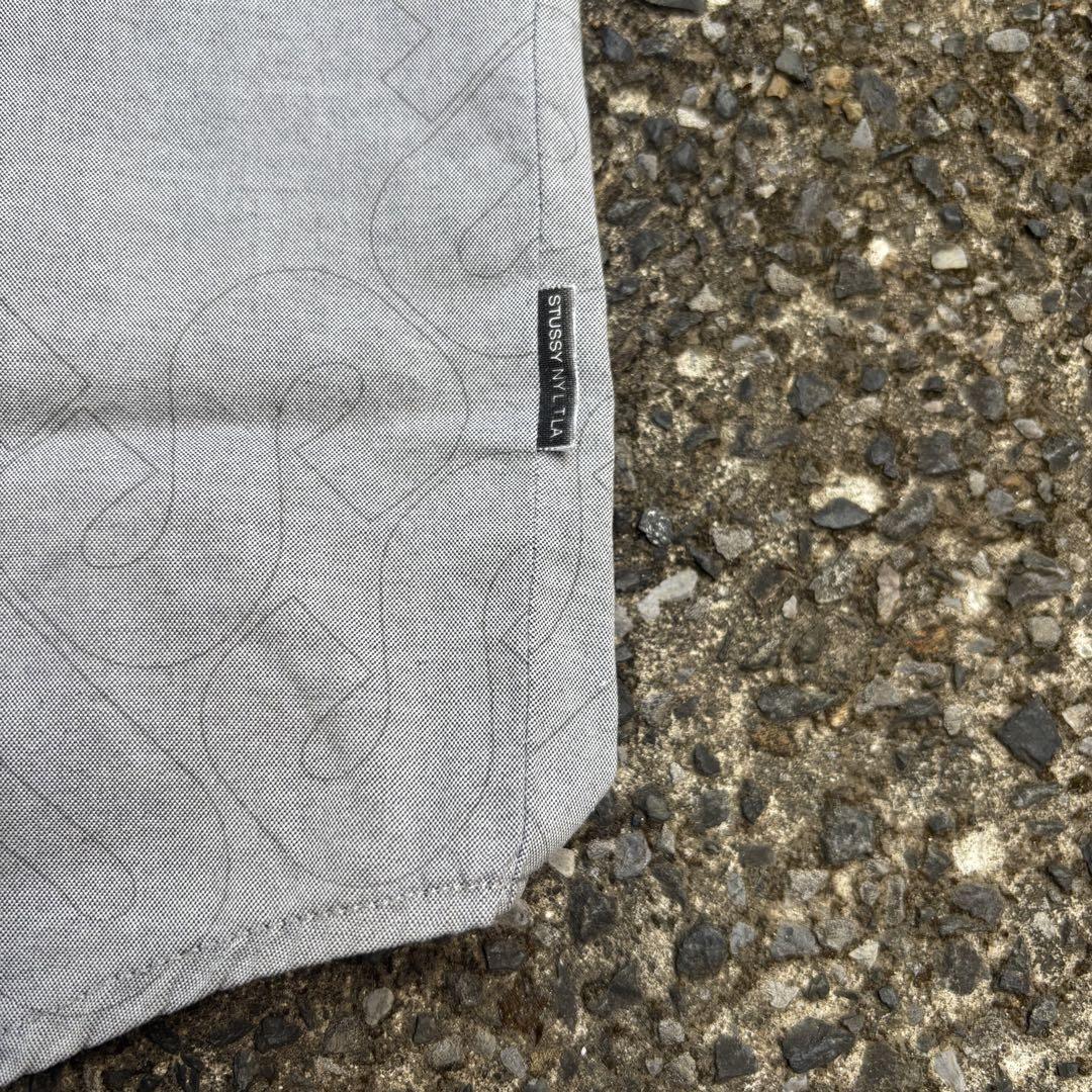 90s old stussy 半袖 コットンシャツ ボタンダウン 紺タグ ロゴ