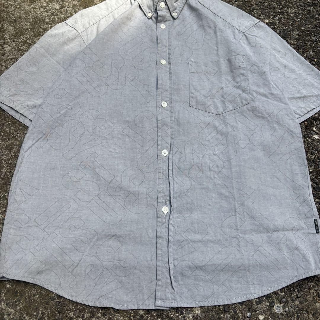 90s old stussy 半袖 コットンシャツ ボタンダウン 紺タグ ロゴ