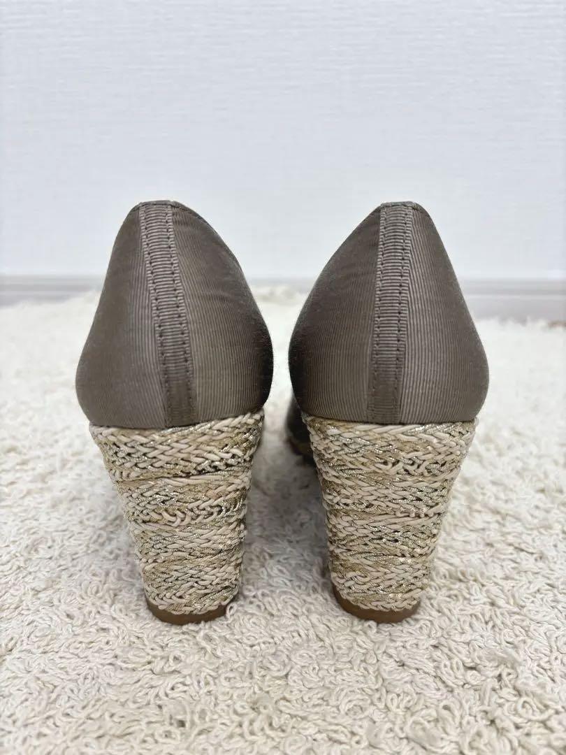 【美品】DIANAダイアナ パンプス オープントゥ ウェッジソール 23.5