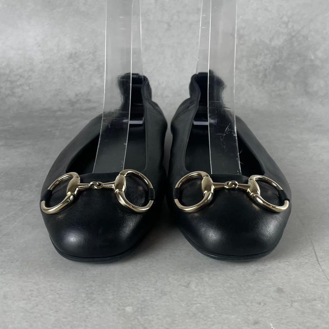 極美品☆【GUCCI】ホースビット　レザーフラットシューズ