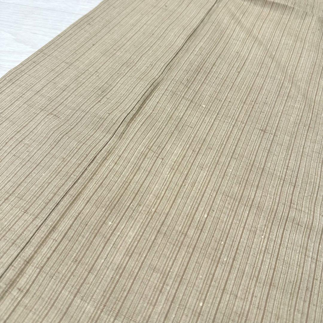結城紬 単衣仕立て 縞模様 上品な色味 着物 正絹 広衿 RK-5584