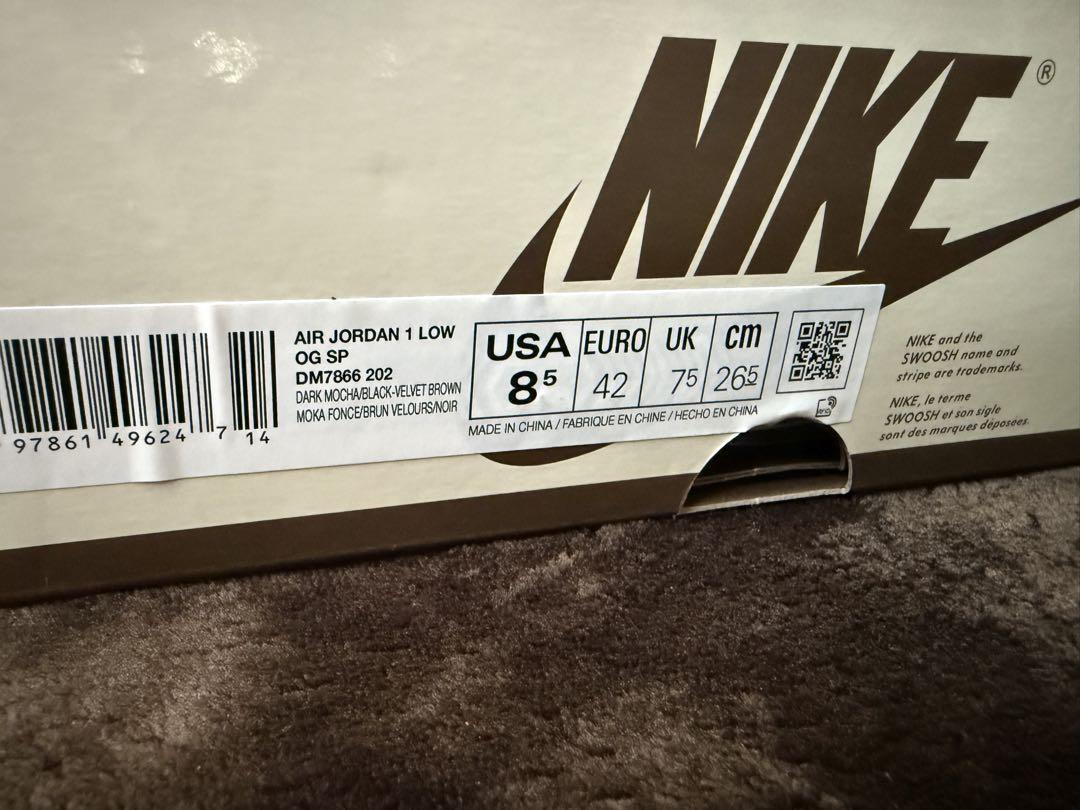 靴 Nike Jordan1 Low TravisScott VelvetBrown