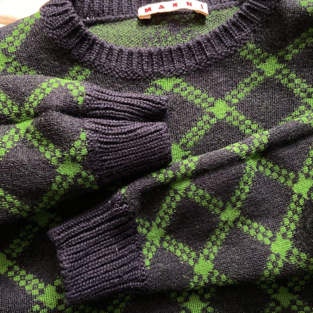 マルニ　MARNI ニットワンピース ユニクロ MARNI メリノブレンドボーダーニットワンピース XL