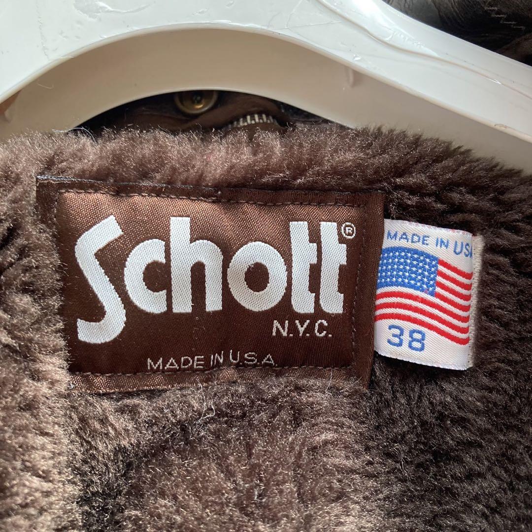 90's✨schott レザージャケット　A-2 本革　ボアブルゾン　38 茶色