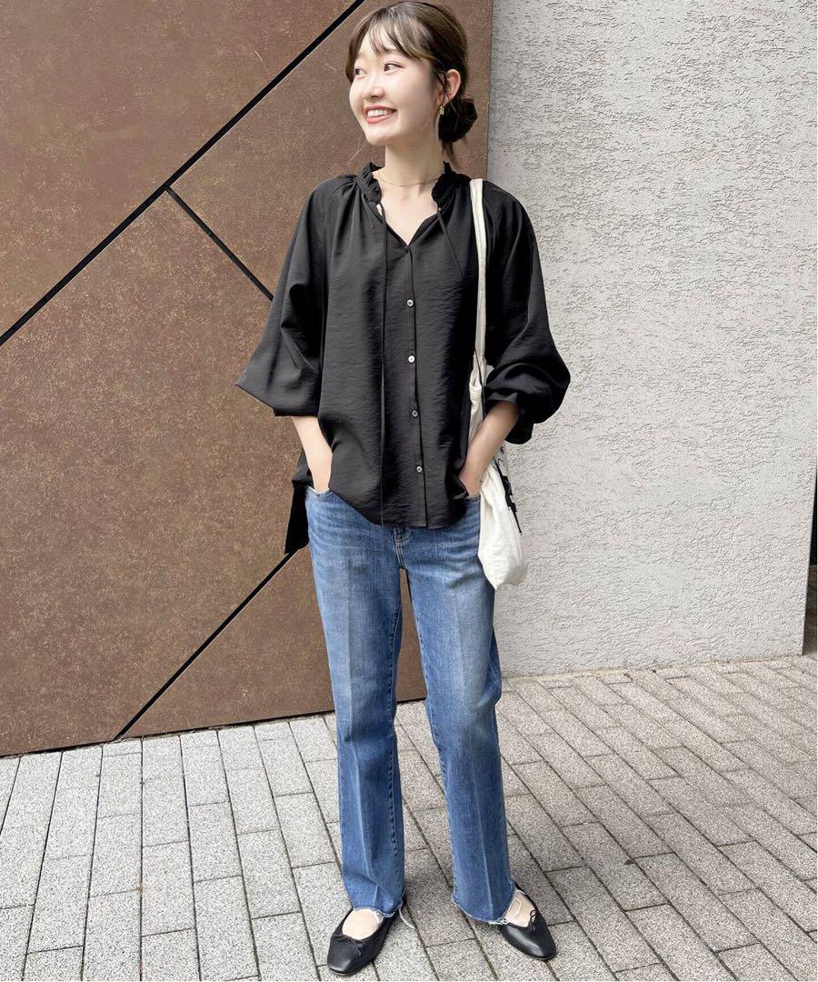 Spick and Span ハイブリットフリルカラーボリュームスリーブブラウス