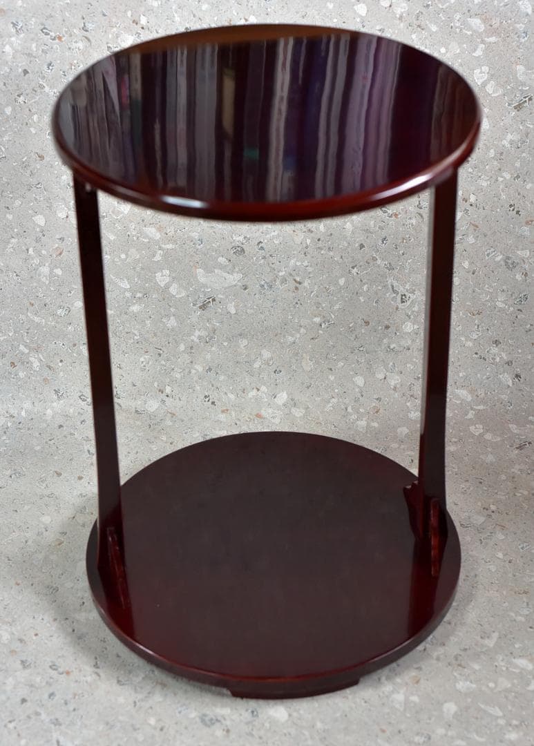 留塗丸卓　組立式　塗師表恵作　飾り棚　お茶道具/共箱