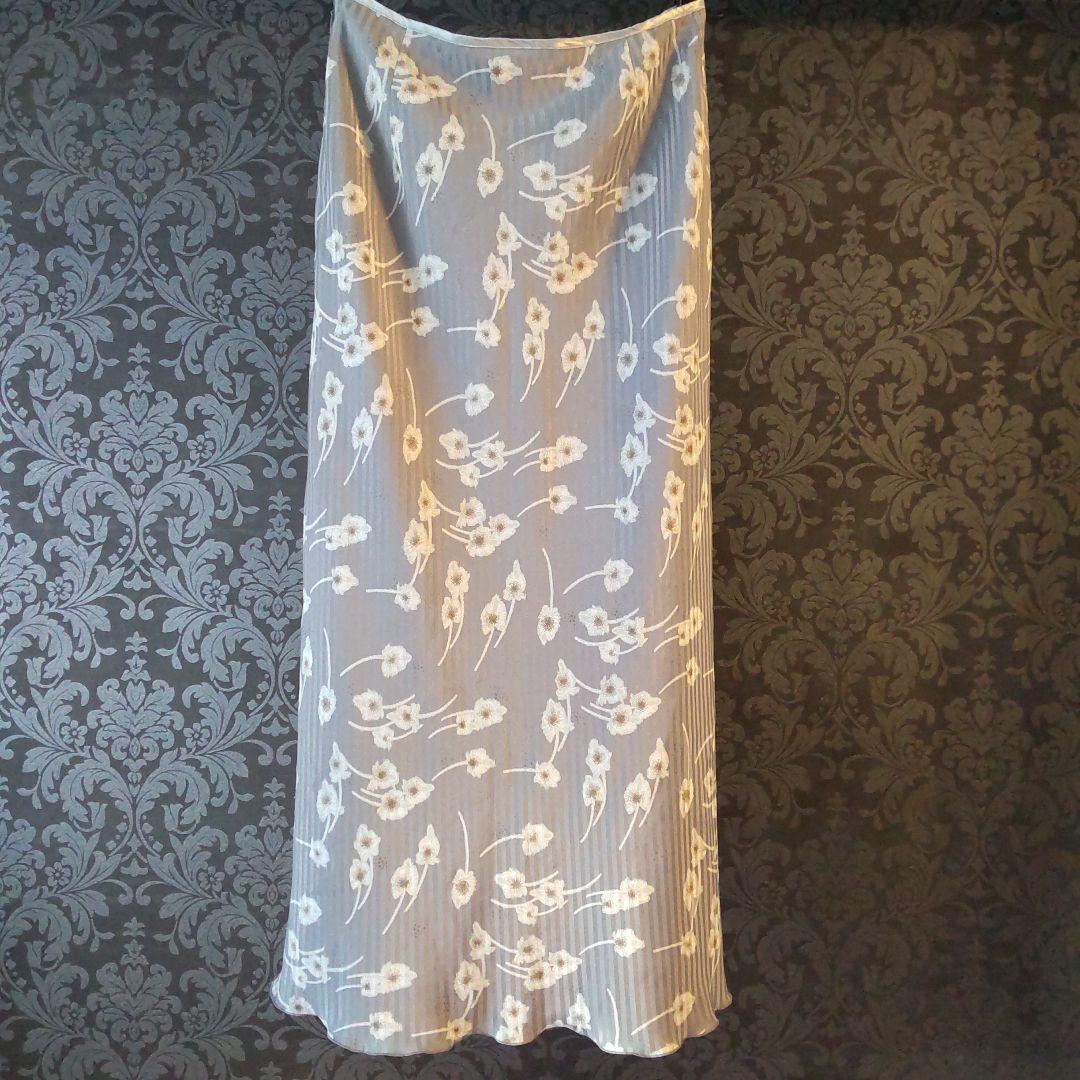 グレー花柄ロングスカート TWO:C