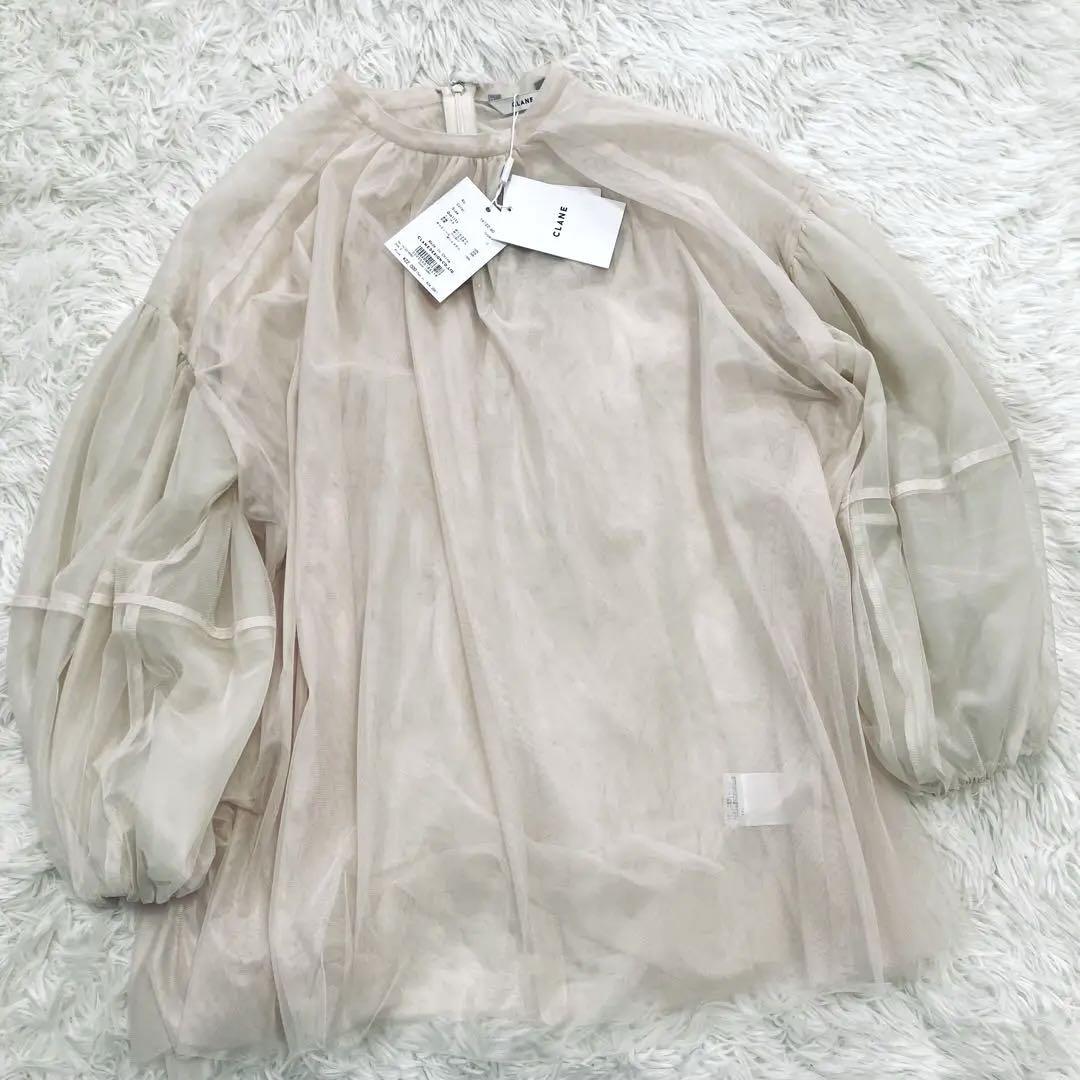新品タグ付 CLANE シアー チュール バルーンスリーブ ブラウス