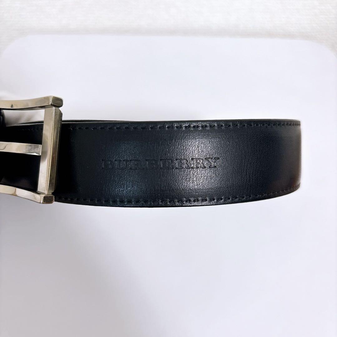 BURBERRY バーバリー レザーベルト ブラック シルバーバックル ビジネス