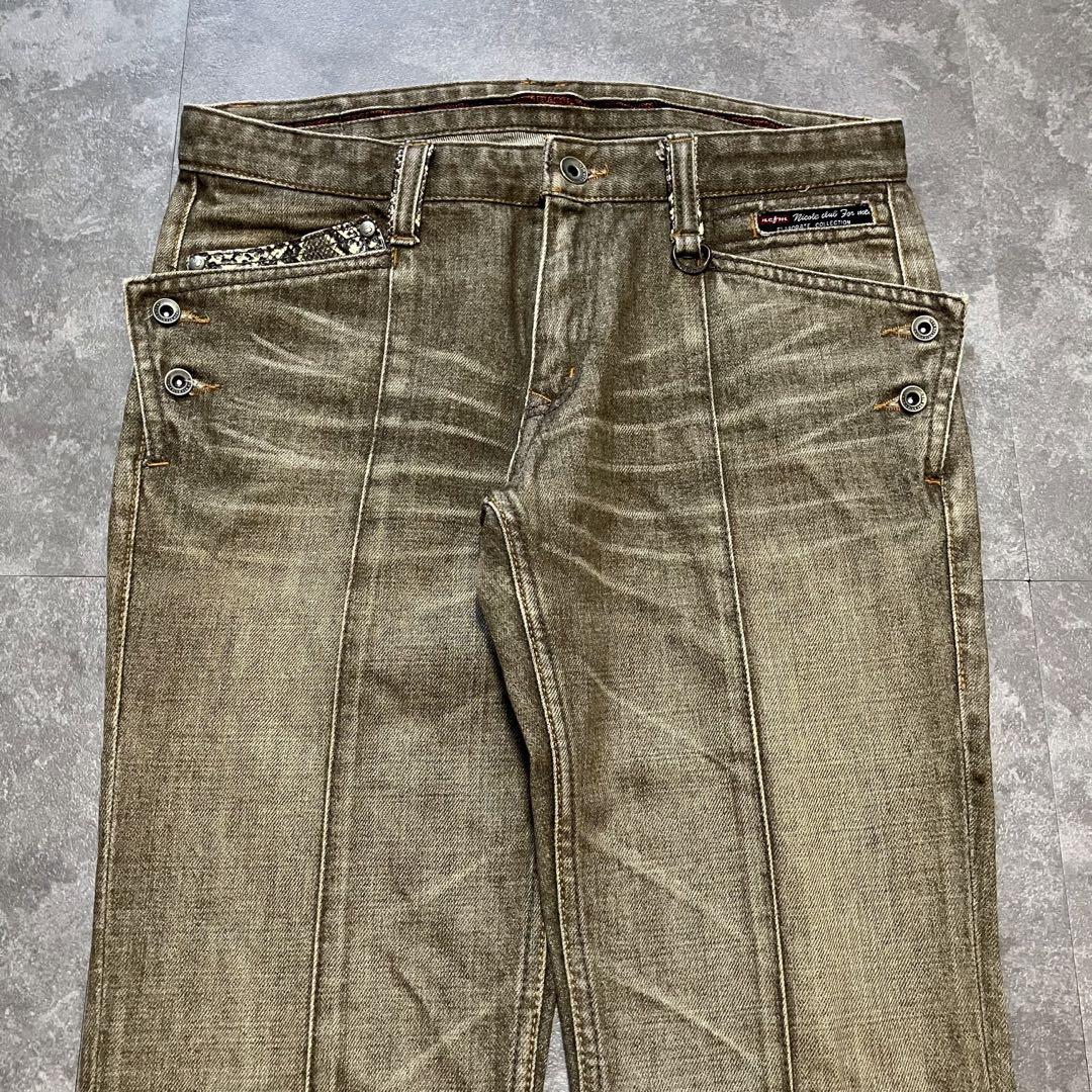 パンツ 00s nicole python pocket flare denim Y2K