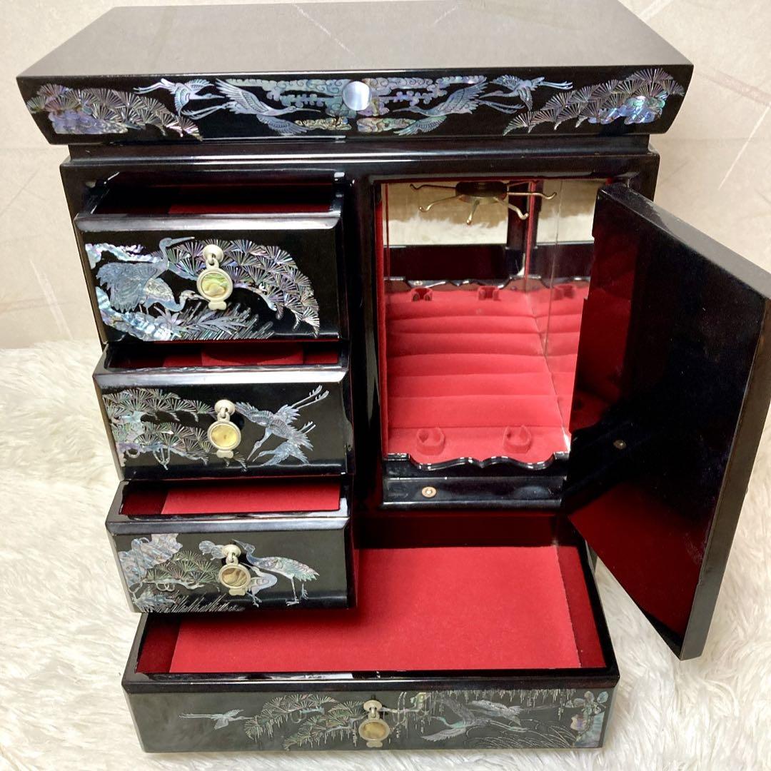 最高 良品】螺鈿細工 韓国伝統工芸 宝石箱 アクセサリーケース 漆工芸 小物入れ