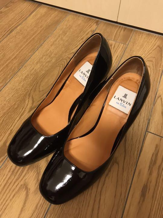 ており ランバン ブルー 黒エナメルパンプス M8Ap2-m81885635718 オン πらくらくメ