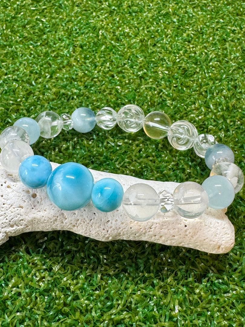 宝石品質　ラリマーデザインブレスレット