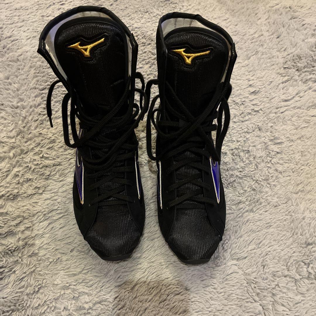 Mizuno ボクシングシューズ スエード黒 紫 金 Mizuno ボクシングシューズ スエード黒 紫 金