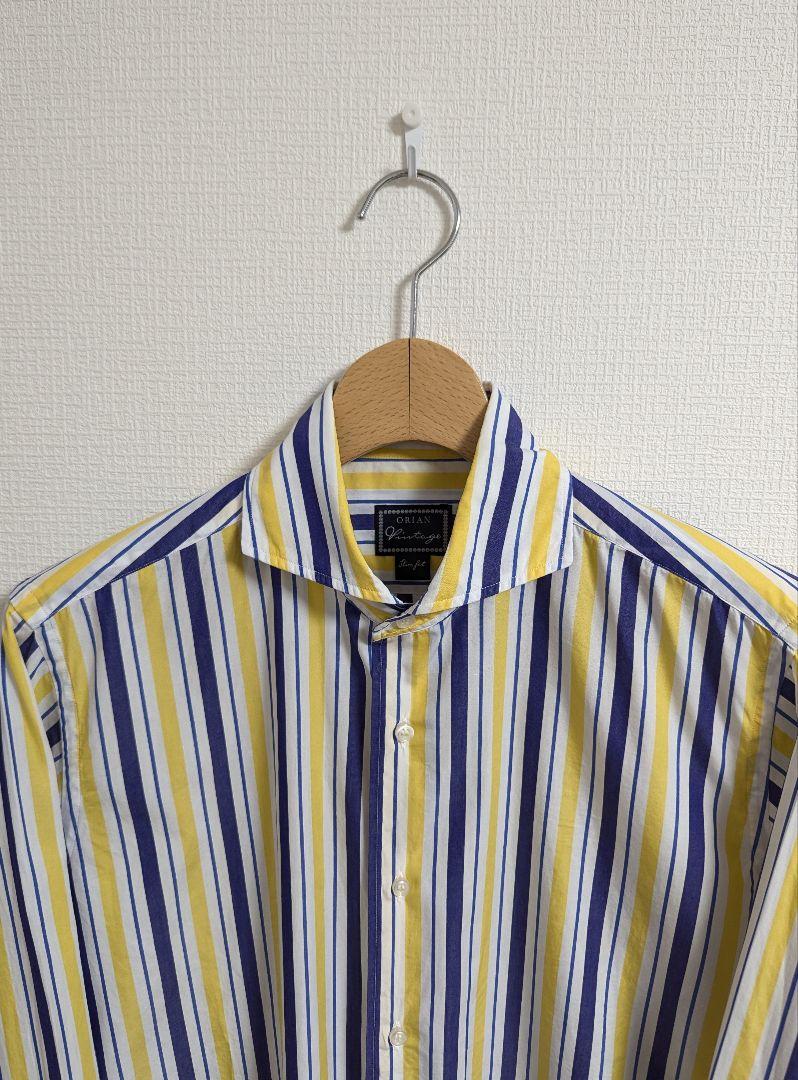美品　ORIAN　シャツ　vintage　マルチストライプ　ブロード　イタリア製