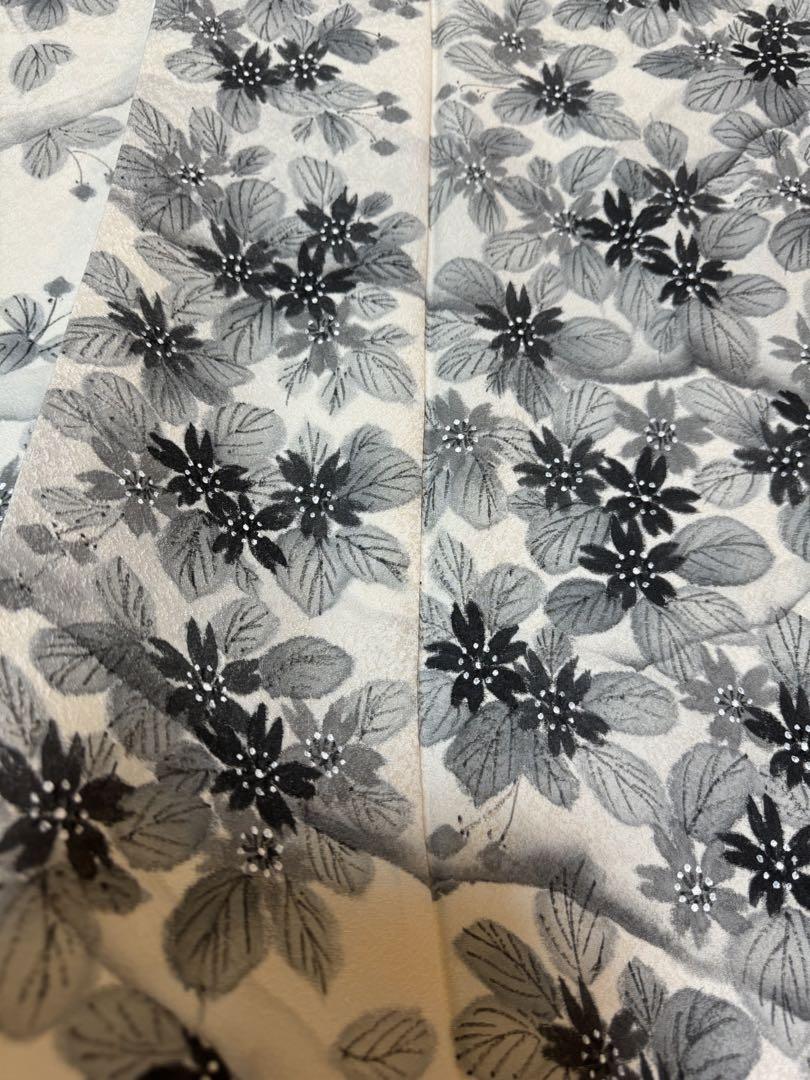 【極美品】京友禅作家「橋本恵氏作」印象派友禅「桜花文様」白地 水墨画友禅