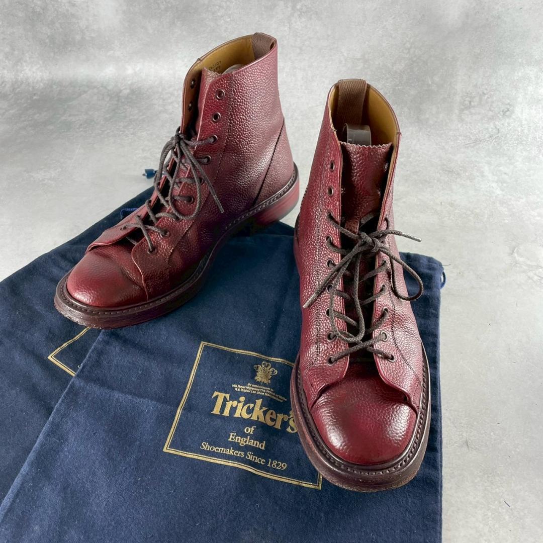 名作　Tricker's M6259　モンキーブーツ　シボ革　バーガンディ　赤