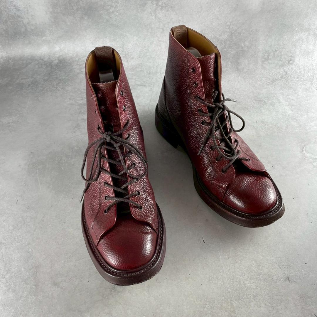 名作　Tricker's M6259　モンキーブーツ　シボ革　バーガンディ　赤
