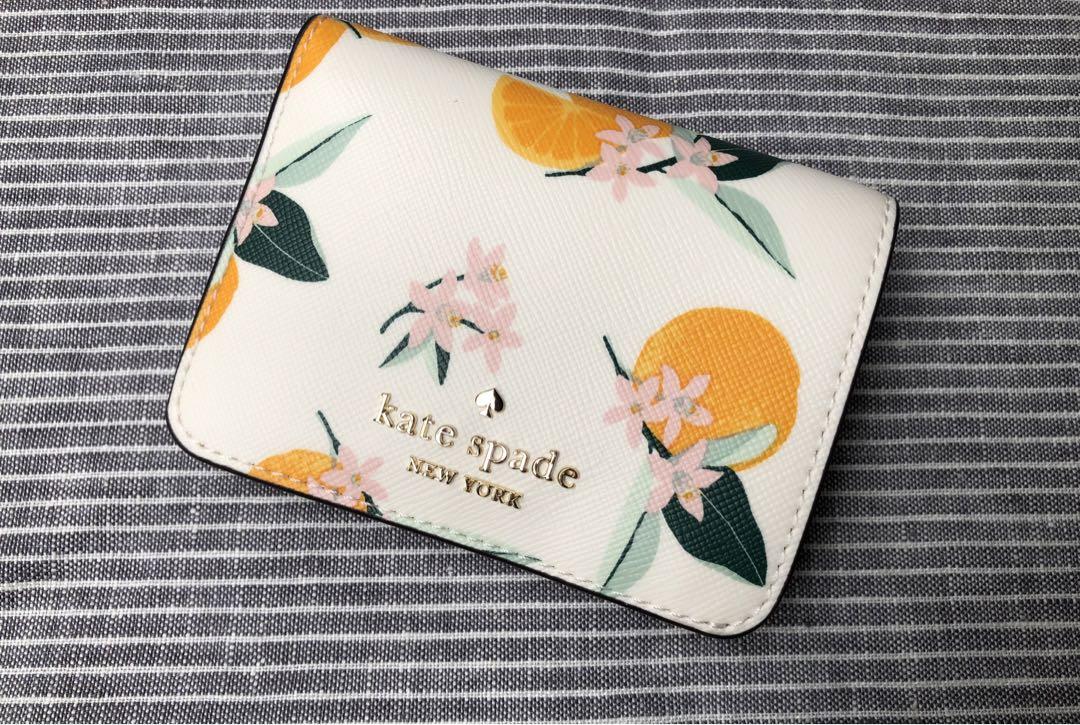 新品　ケイトスペード　オレンジ　折財布　白