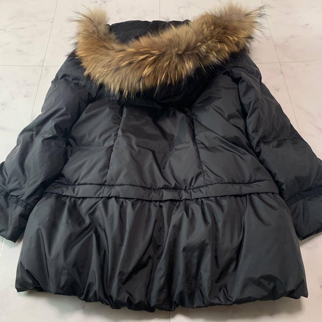 3pomponette juniorダウン フードコート 黒 130美品ポンポ 3pomponette juniorダウン フードコート 黒 130美品ポンポ
