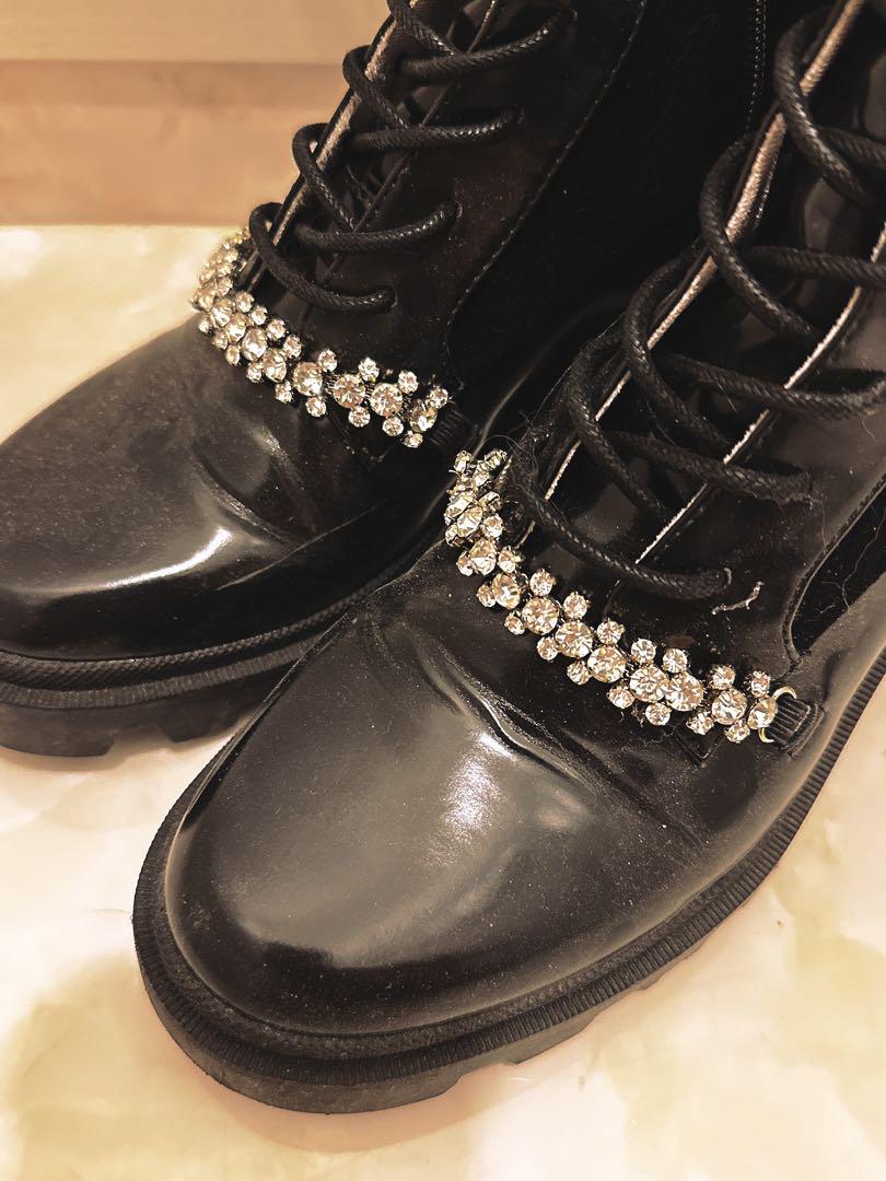 靴 Herlipto Crystal Lace-Up Ankle Boots 37