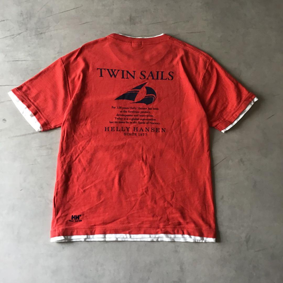 【希少】HELLY HANSEN ヘリーハンセン　Tシャツ　半袖　レッド　刺繍