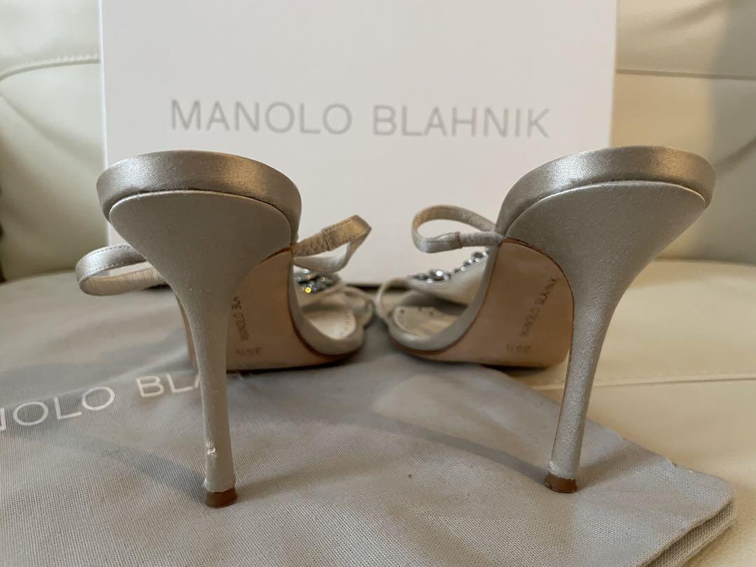 数量は多い  MANOLO BLAHNIK シルバーサンダル 35.5 22.5 靴