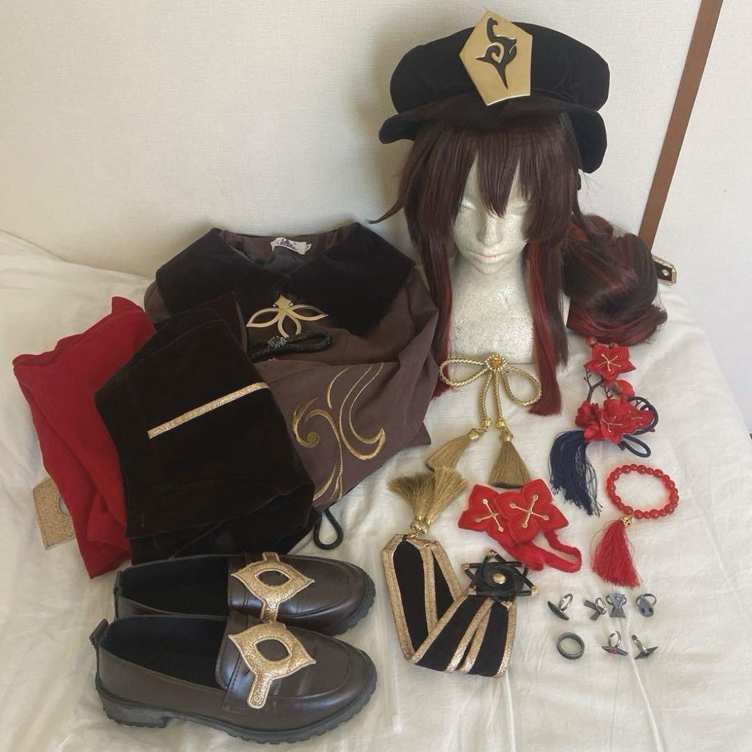猫屋小舖 原神 胡桃 コスプレ フルセット 衣装+ウィッグ+靴