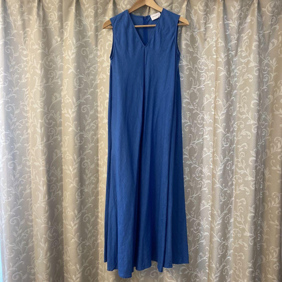 UNITED ARROWS ノースリーブ ロングワンピース 青
