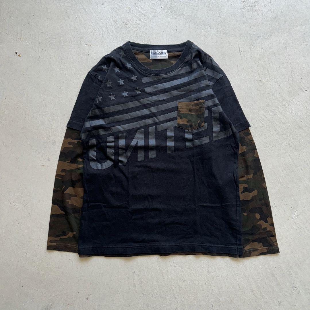 00s layered camo l/s ロンt カットソー 迷彩 y2k