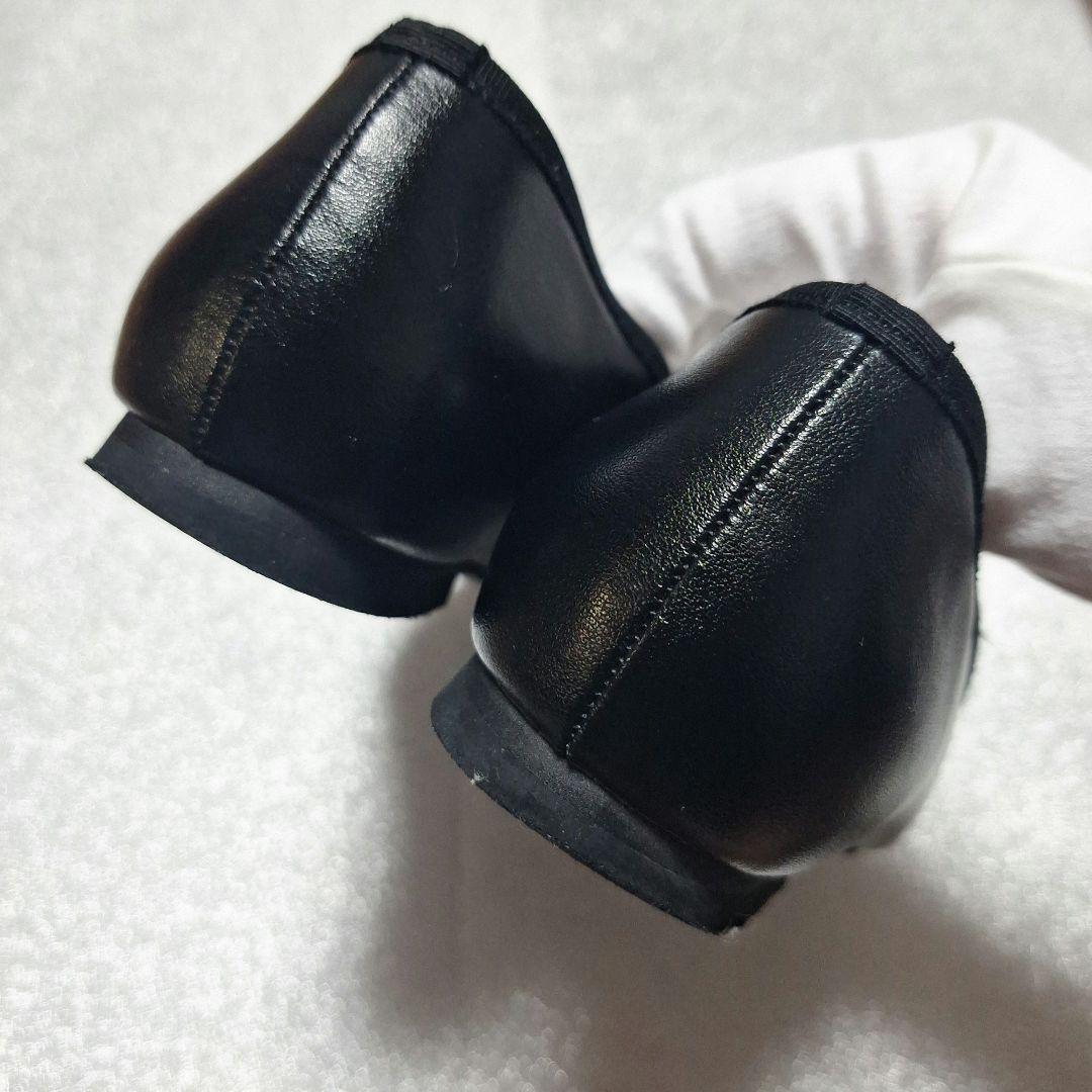 LE TALON スクエアトゥ フラットシューズ バレエシューズ リボン 黒