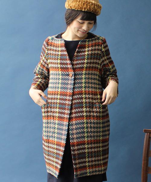 週末セール中 l'atelier du savon◉チェックコクーンコート URY3O-m81931865694 豊富な特価