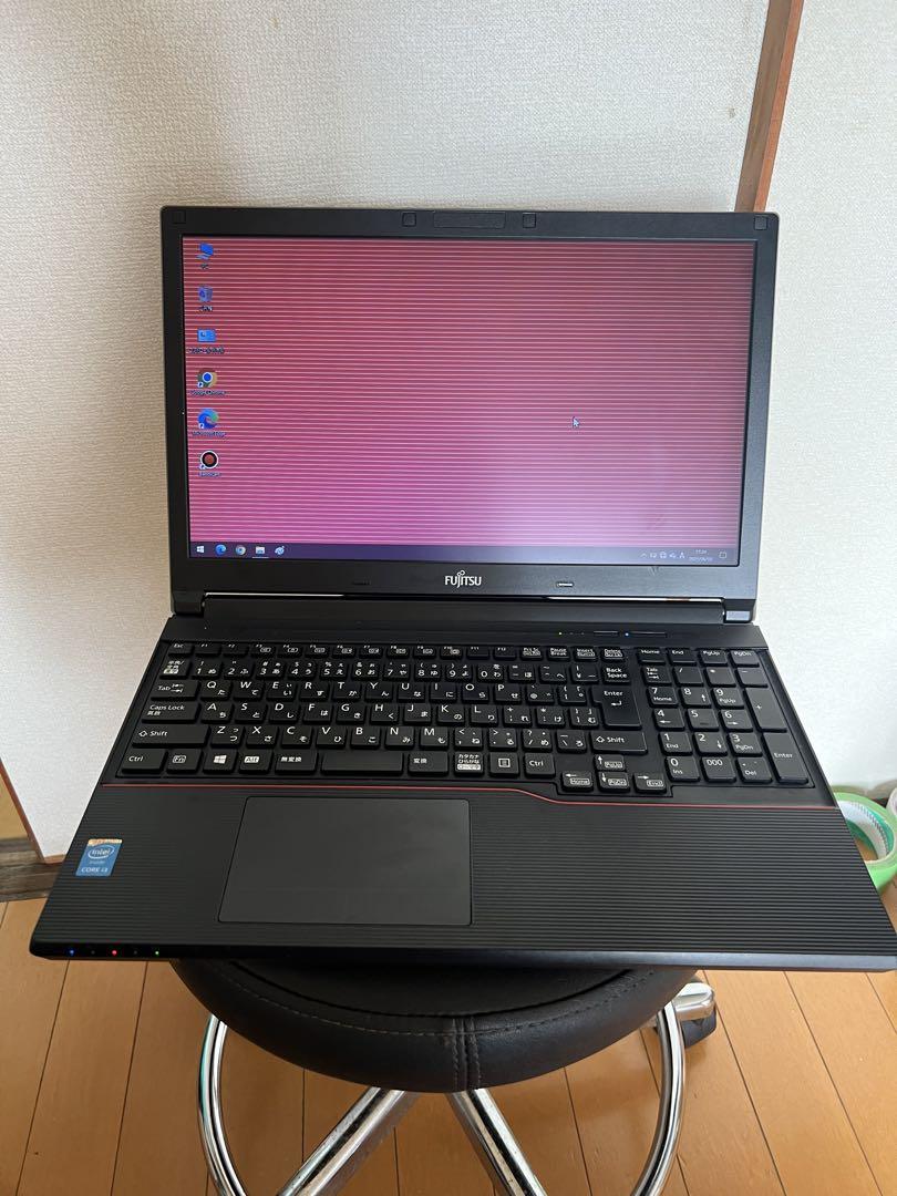 富士通 ノートPC 黒 赤 ACアダプター付