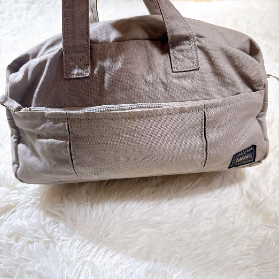美品✨ PORTER　ポーター ミニボストンバッグ グレイ カーキー グレージュ