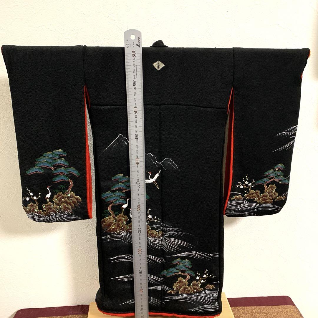 縮緬黒留袖　ミニ着物　飾り着物　お正月