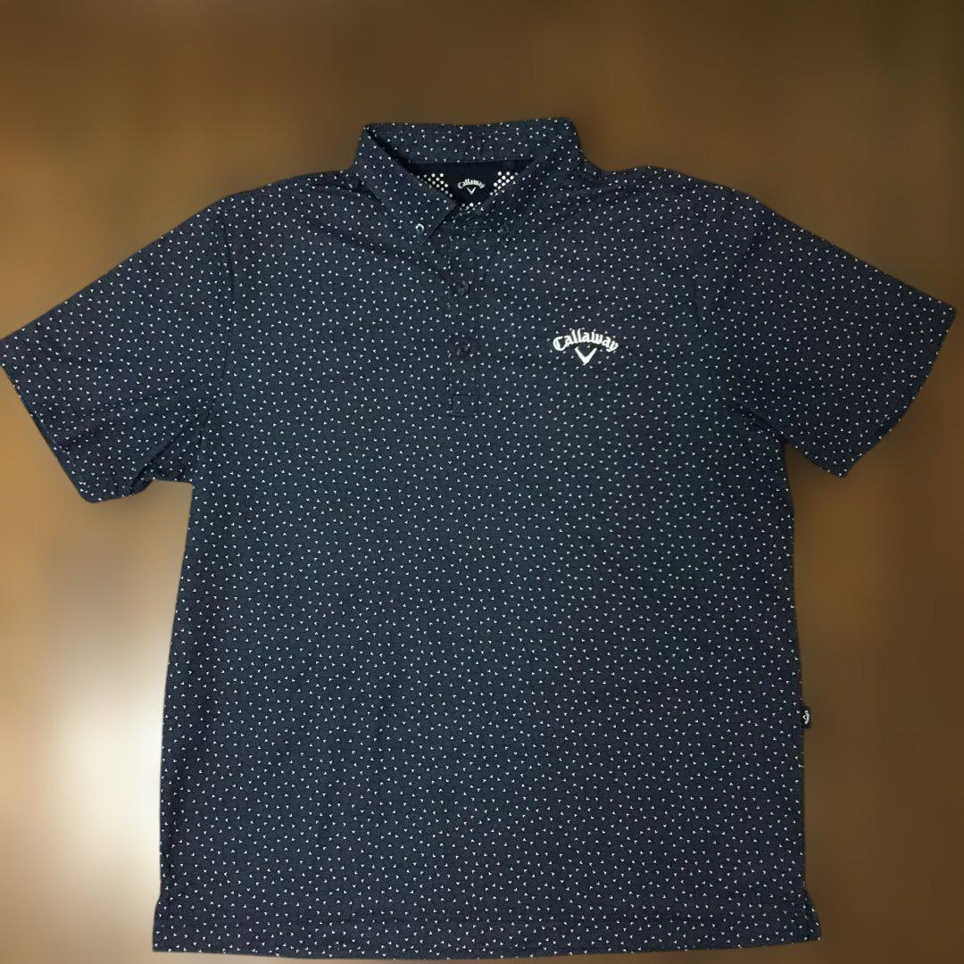 美品！Callaway ネイビー Vロゴ柄 ゴルフシャツ 3L