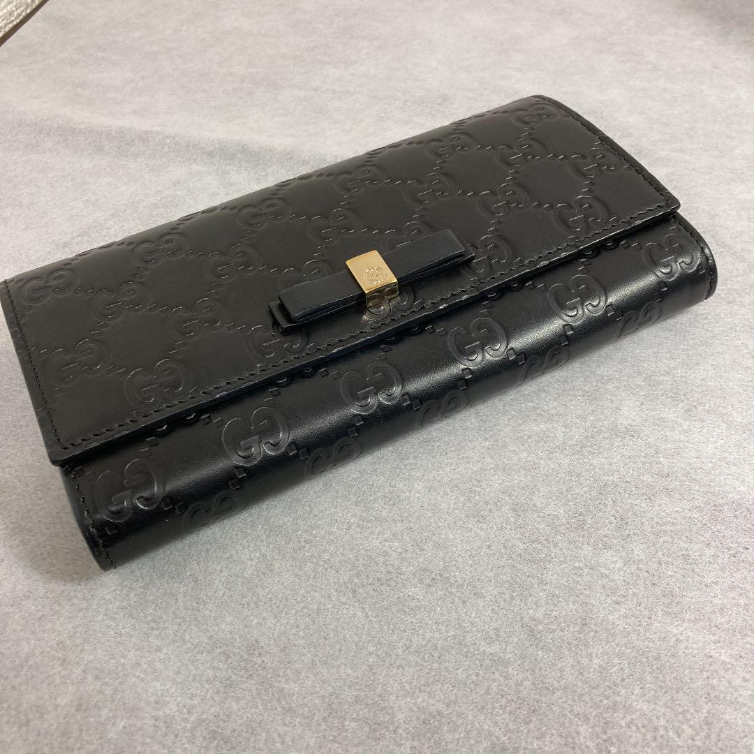 定番超歓迎 GUCCI グッチシマ 長財布 GG柄 ブラック リボン 388679 美品 QfTbN-m81950804031 在庫あ定番