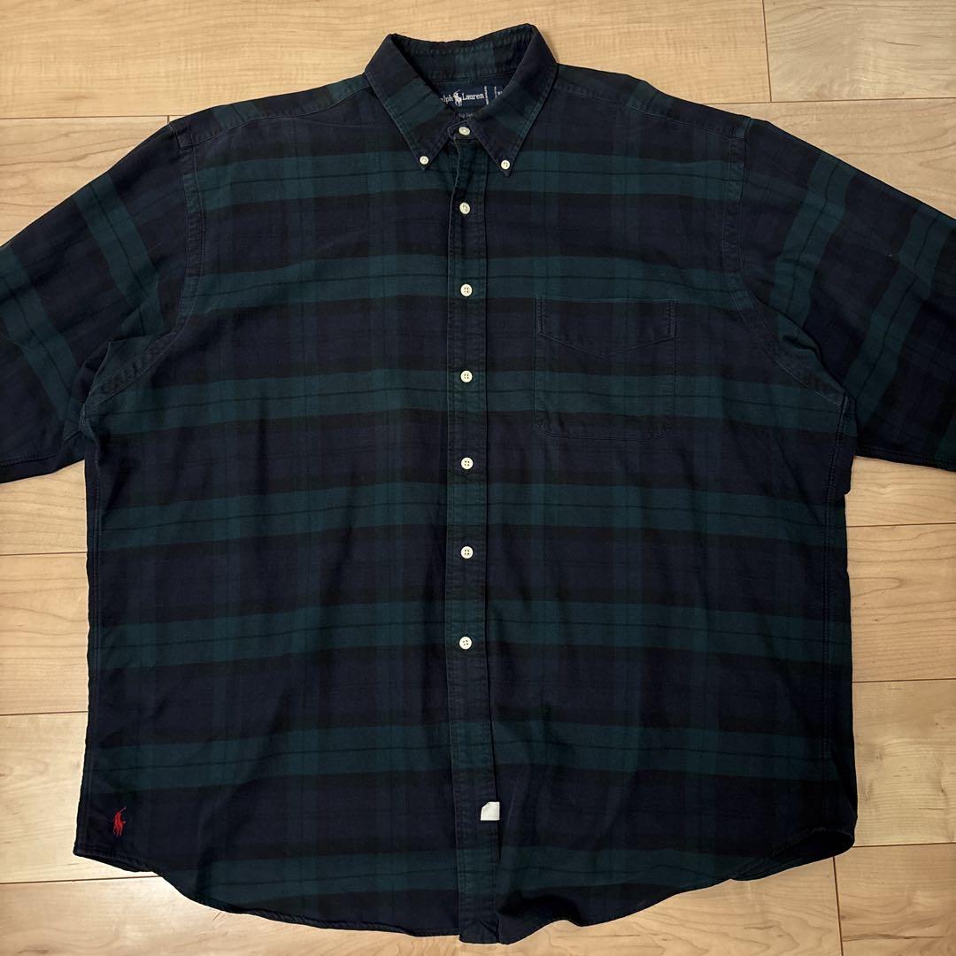 90s ralphlauren the big oxford 裾ポニー シャツ M/白 無地