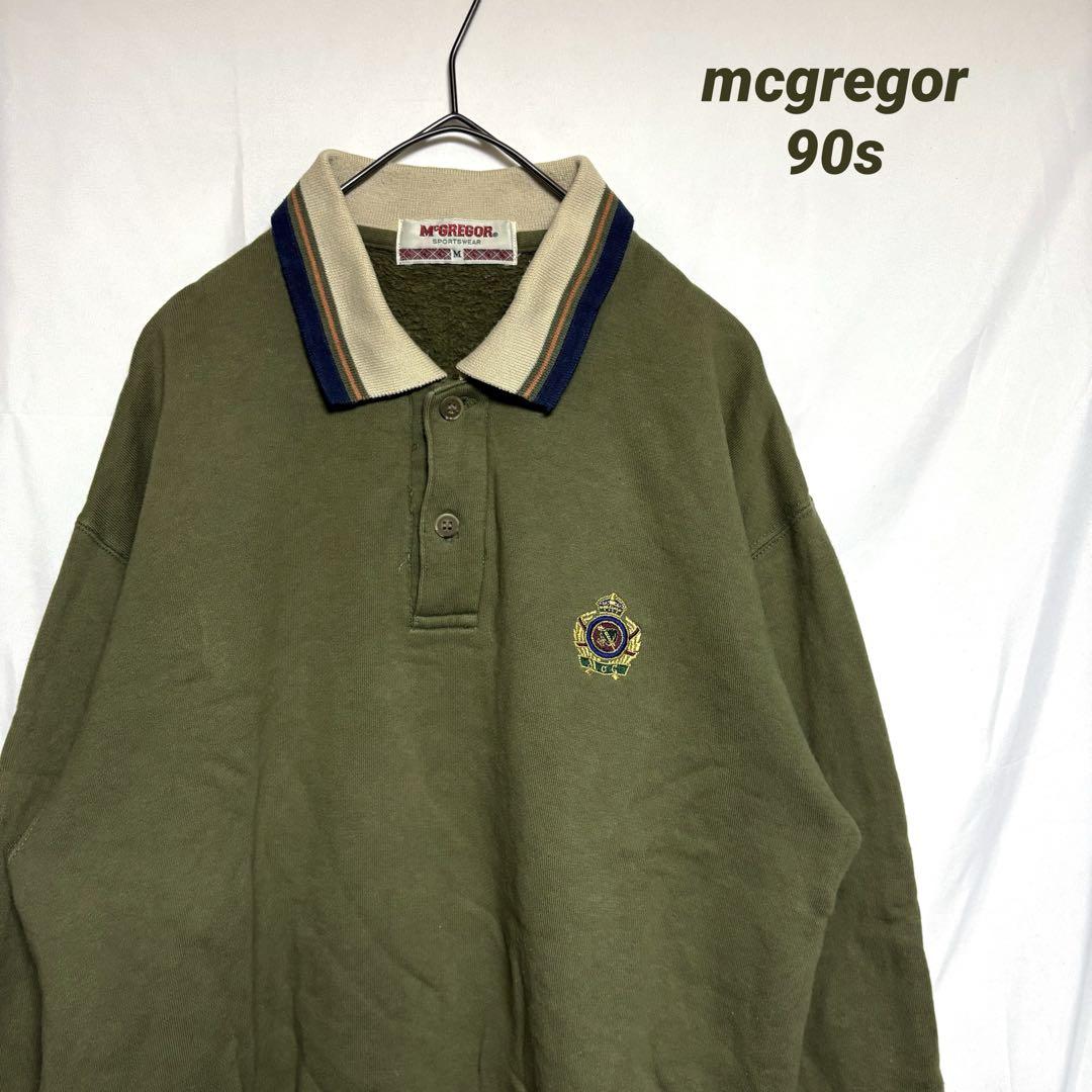 値下げ「希少」 McGREGOR 裏起毛 刺繍ロゴ 襟切替 90s 古着