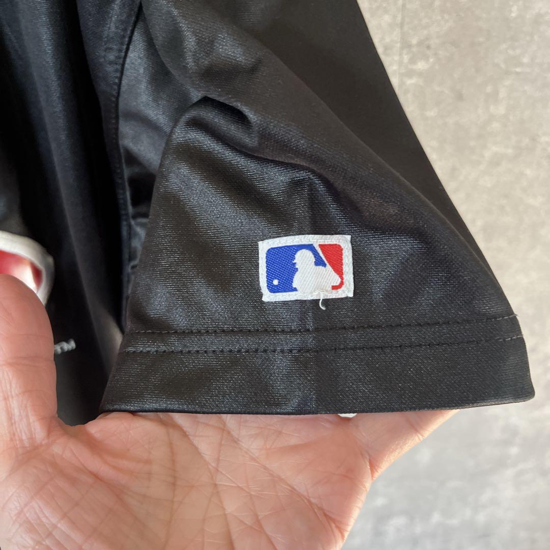 MLB ヤンキース 00s ベースボールシャツ 紐育 エナメル　Ｌメンズ黒C3