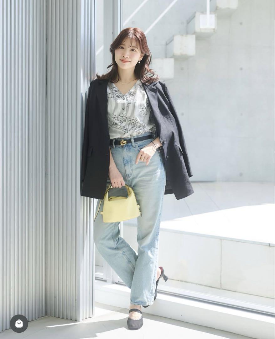 IENA ストライプフラワー ブラウス スカート セット
