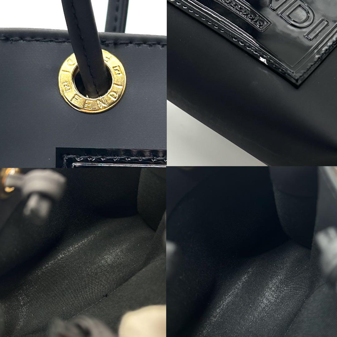 FENDI フェンディ ミニ ハンドバッグ ロゴ ラバー ブラック ビニール