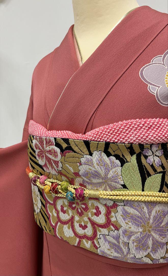 振り袖　セット　お買い得❣️ ピンク系　袋帯　小物付　振袖　金彩加工　408